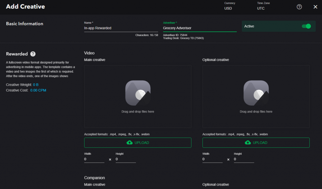 Upload creative assets