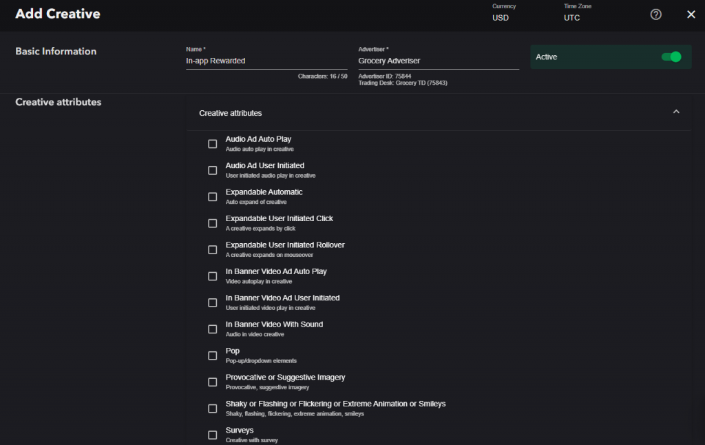 Add creative attributes