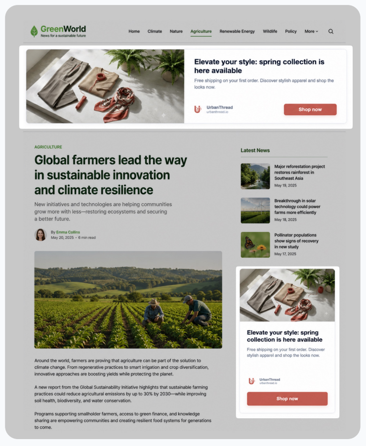 Native look across all ad units