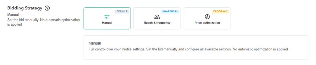 manual bidding setup
