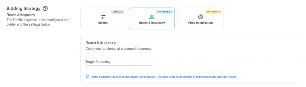 Reach and Frequency bidding strategy